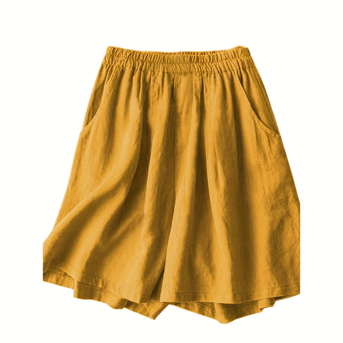 Currero Korte Linnen Broek Dames Zomerbroek Volwassenen Korte Broek Shorts Strandbroek Zomer Ibiza Stijl Geel
