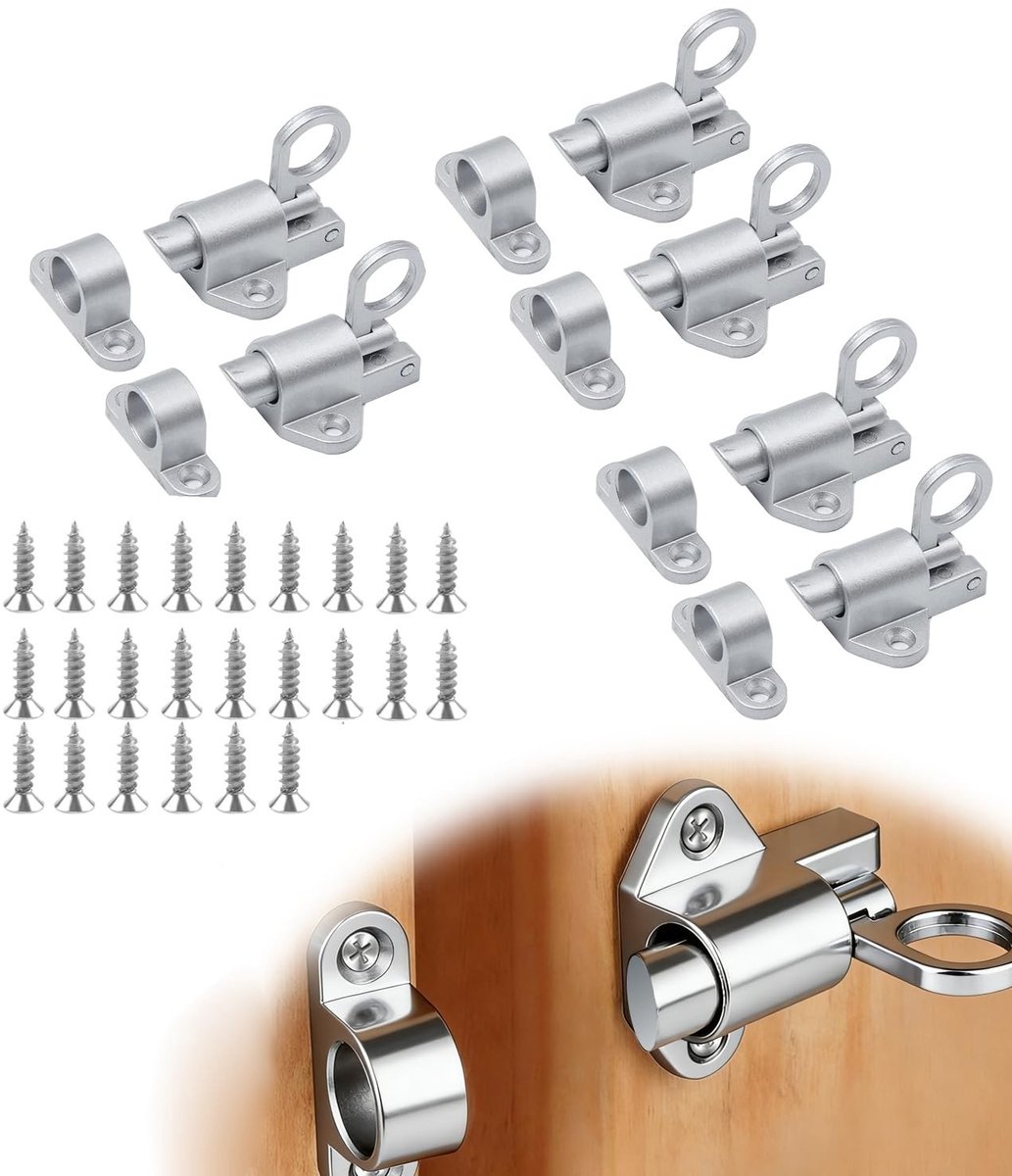 Dailygoods- Deurvergrendeling Automatisch - 6 Stuks - Aluminiumlegering - Zwart/Zilver - Inclusief Schroeven - Duurzaam en Corrosiebestendig - Deurslot