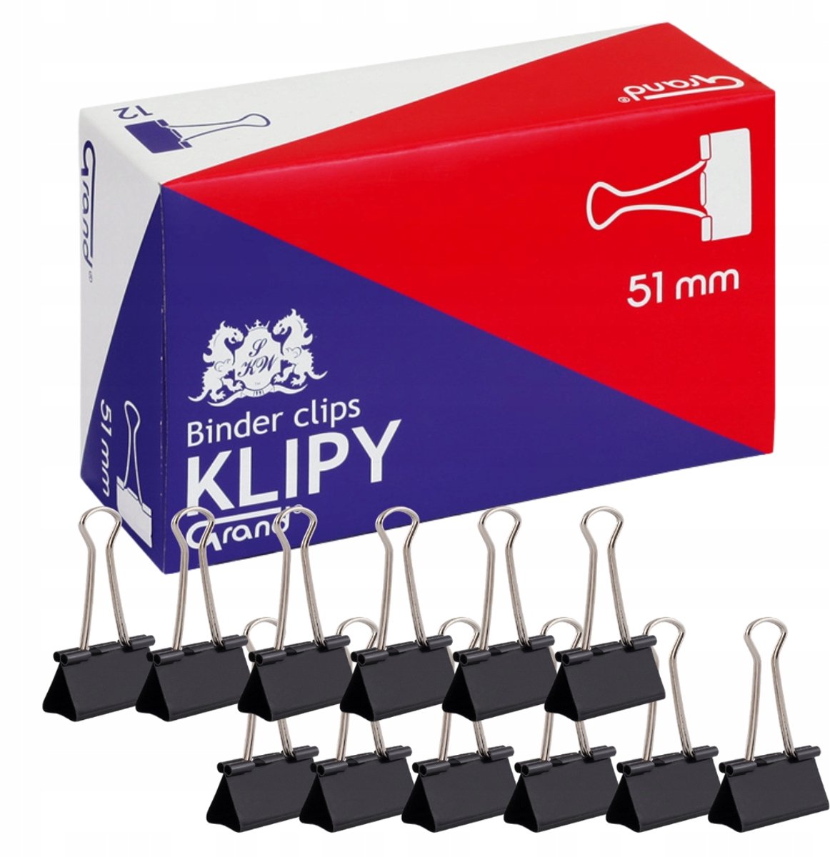 Kantoorclips 51mm - Set van 12 - Zwart