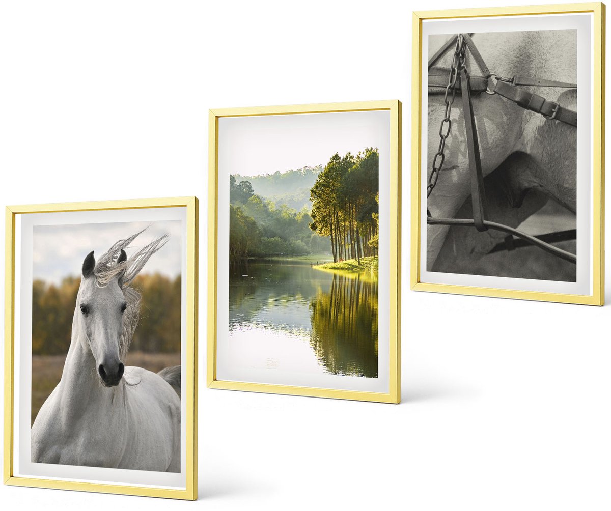 Coloray 3-Delige Schilderij Set - Fantasielandschappen Van Japan Berglandschappen - 40 x 40 cm En 40 x 60 cm - Wanddecoratie - Schilderijen Set - Kantoor - Decoratieve Schilderijen