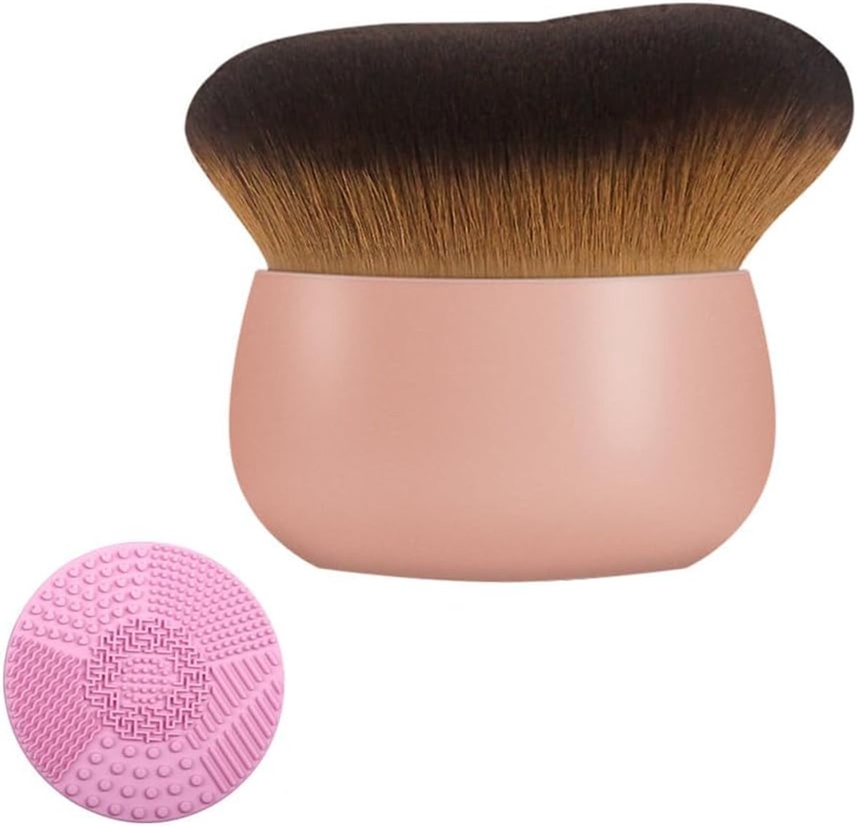 2 Stuks Kabuki Make Up Kwast Set Ronde Bodem Gezichtskwast Foundation Brush Poederkwast Blush Kwast Makeup Brush - ShopVlot