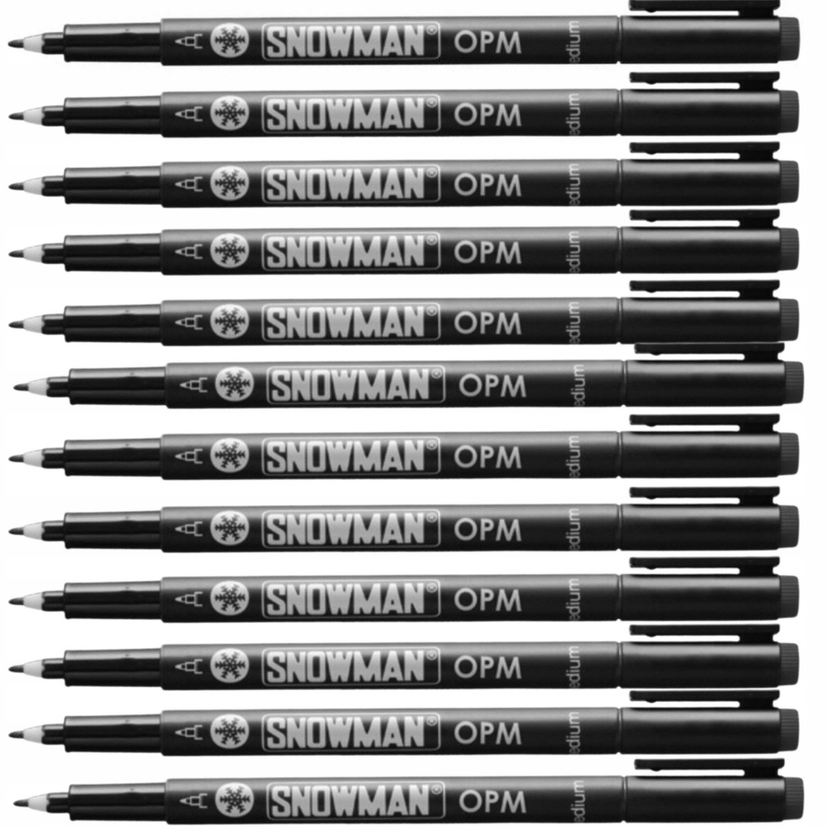 Set van 12 zwarte permanente markers, 1.0 mm, waterdicht