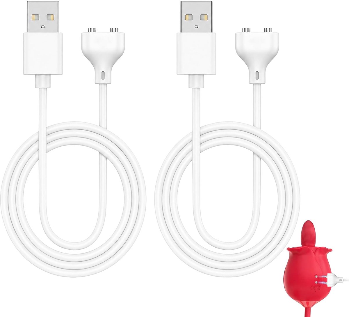 Magnetische USB-oplaadkabel, 2-polig, magnetische kabel, 7 mm, oplaadkabel 80 cm met zuiver koperdraad, flexibel en - ShopVlot