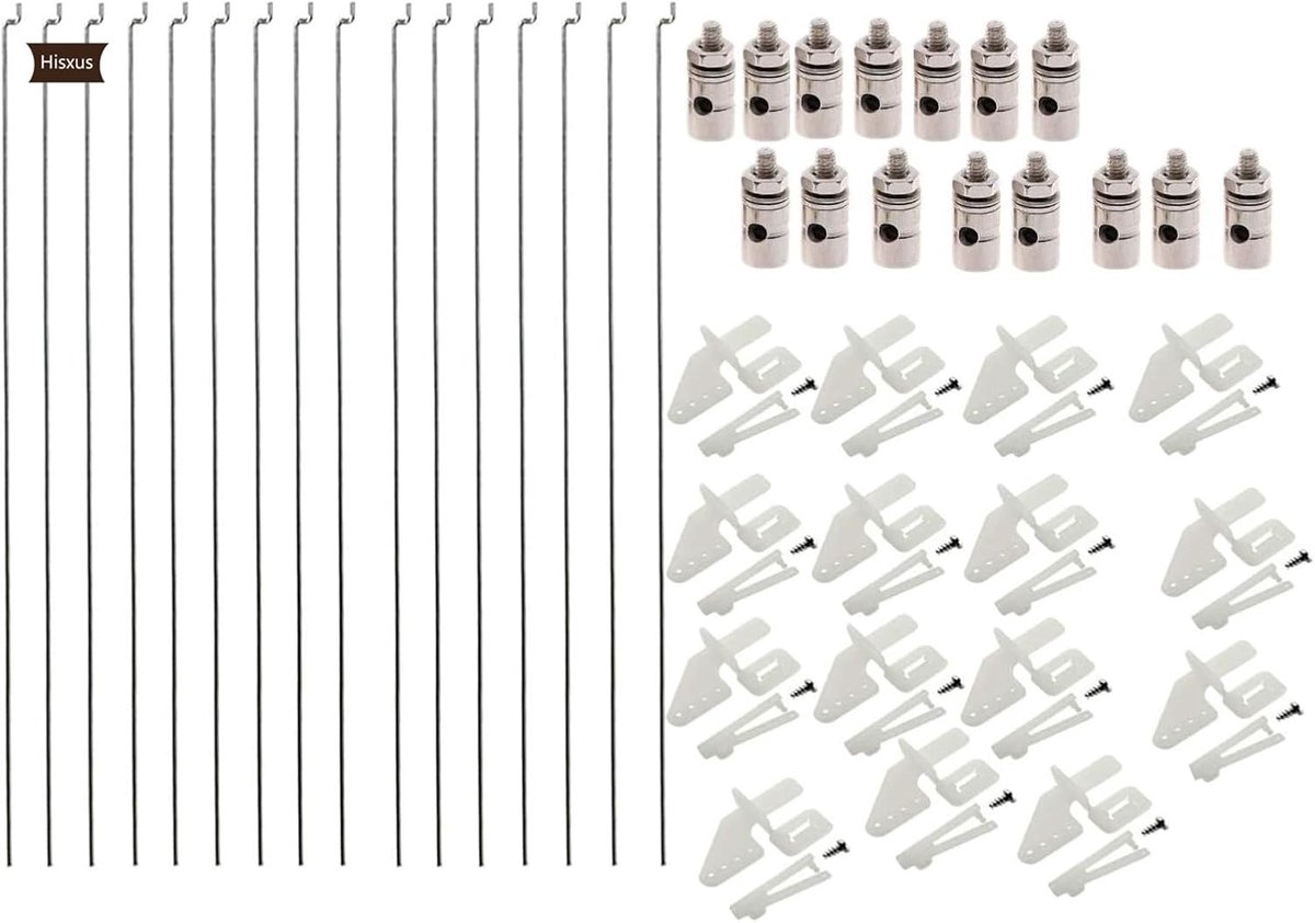 15 Adjustable Push Rods Connector Clutch Stop mm + 15 Nylon Control Horns 21 x 10 + 15 Z Push Rods 1.2 x 210mm Parts - ShopVlot