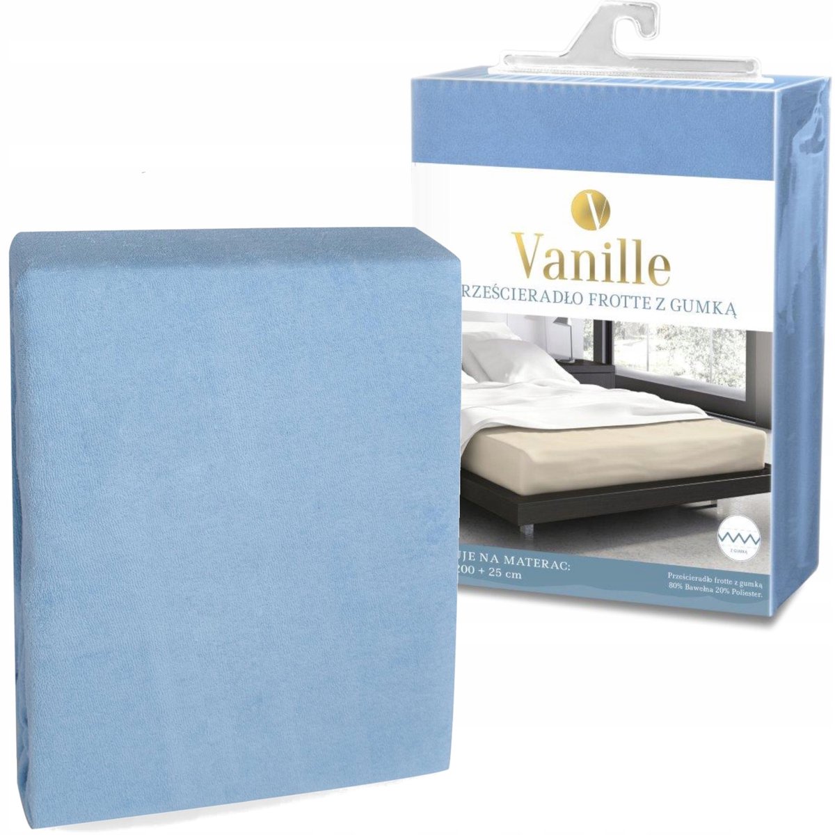Fleece hoeslaken 180x200 cm met elastiek, 25 cm dik, vanillekleurig