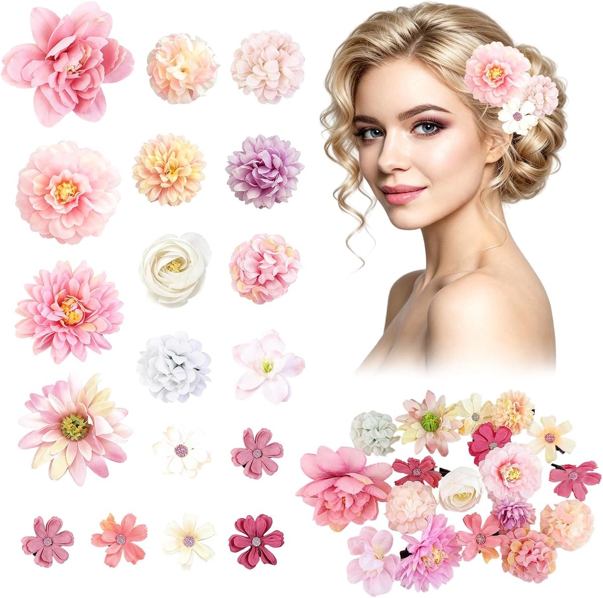 Haarclips met bloemen - 18 stuks - Boheemse stijlen - Perfect voor bruiloften - ShopVlot