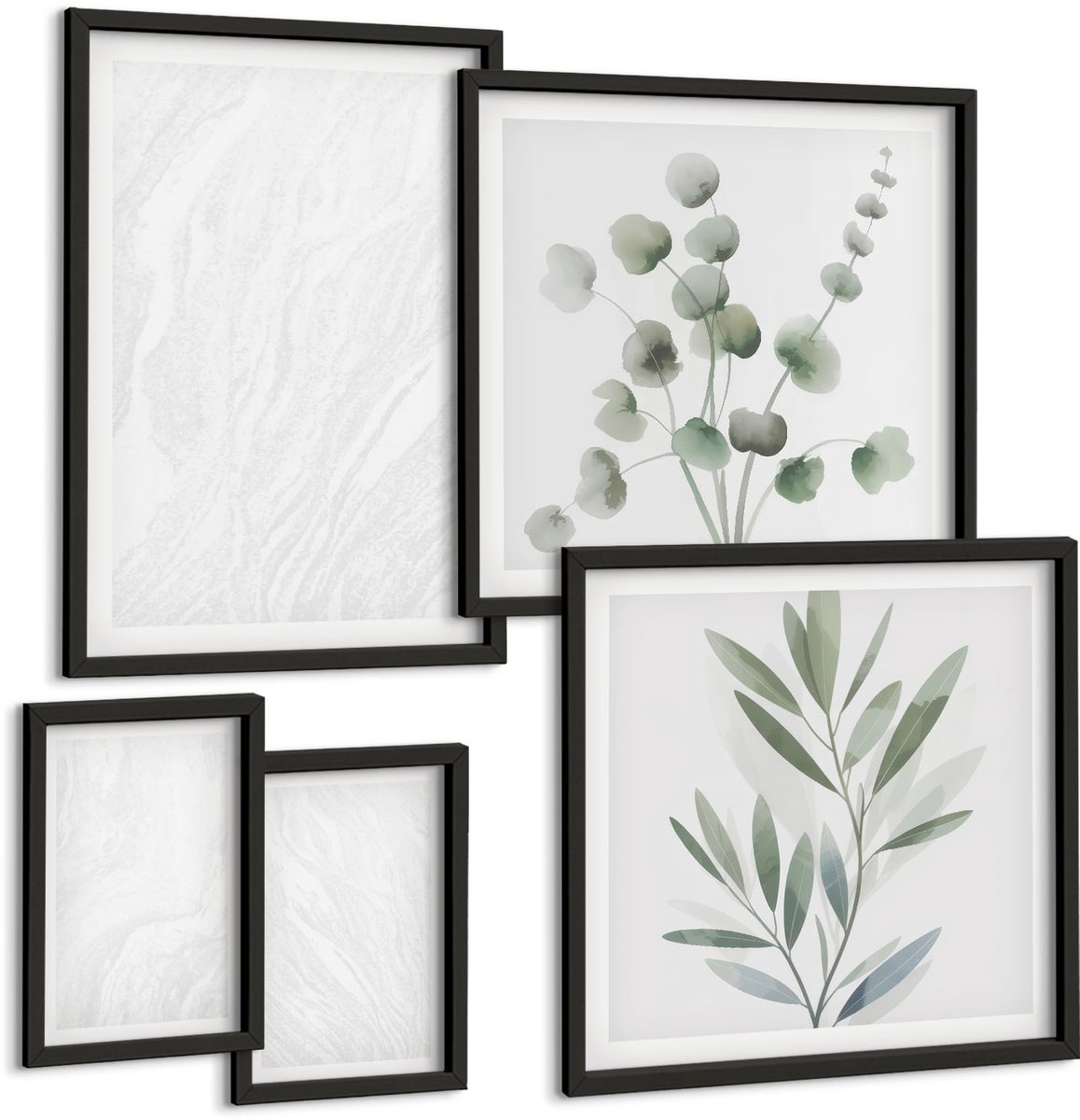 Tulup 4-Delige Schilderij Set - Elegante lineaire structuur van marmer met pastelkleurige takken - 50 x 50 cm, 20 x 30 cm en 40 x 60 cm - Muurdecoratie - Schilderijen Set - Woonkamer