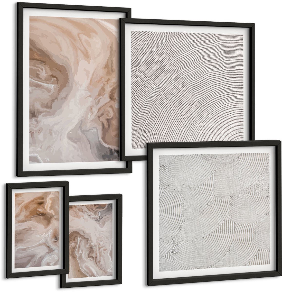Tulup 4-Delige Schilderij Set - Abstracte marmerpatronen, steentexturen - 50 x 50 cm, 20 x 30 cm en 40 x 60 cm - Schilderijen Set - Wanddecoratie - Woonkamer - Woonkamer Decoratie