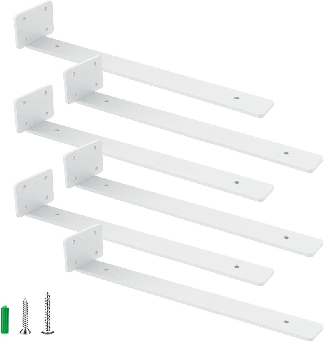 Plankdragers set van 6 - 35 cm lang - witte ijzeren steun - ideaal voor zwevende planken - ShopVlot