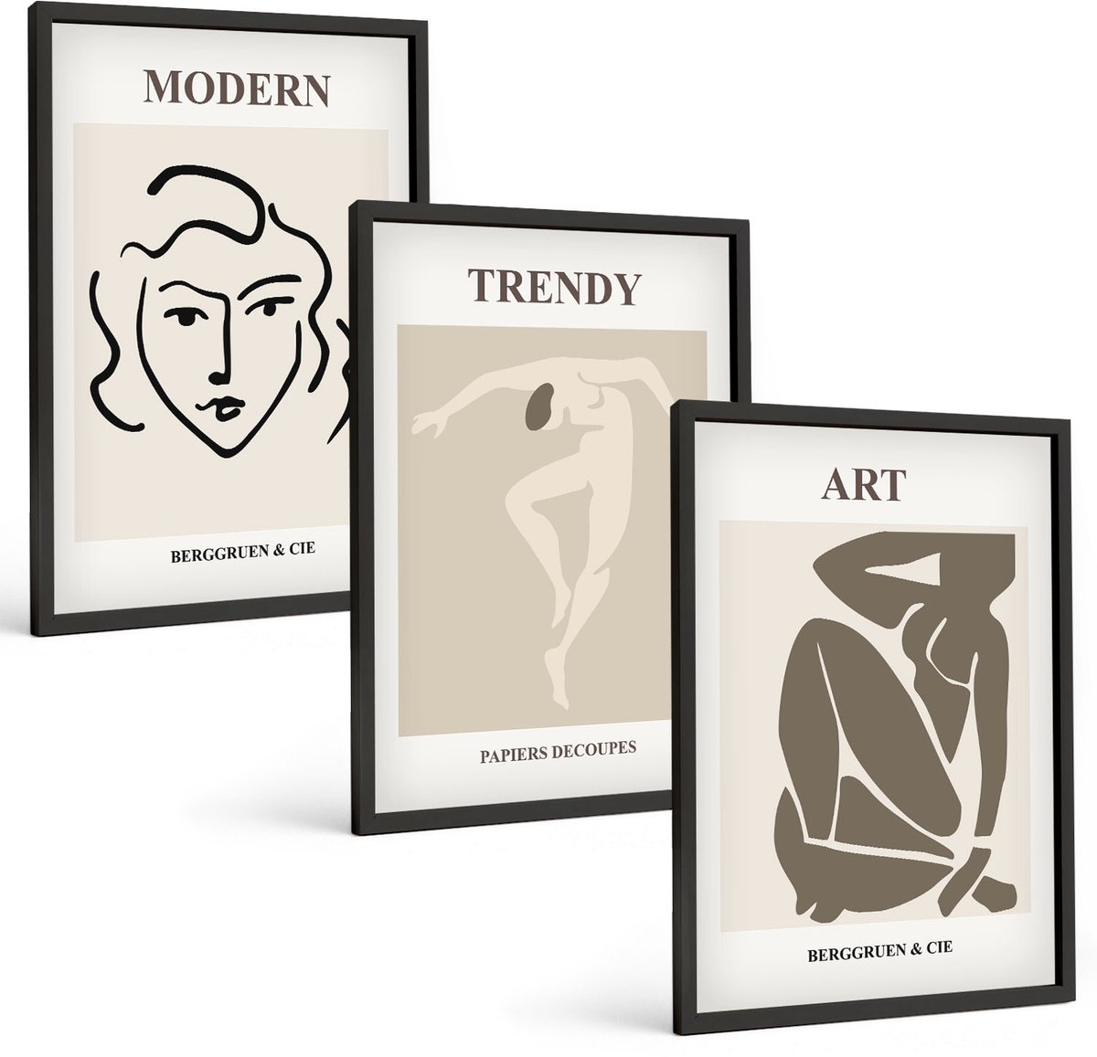 Tulup 4-Delige Schilderij Set - Abstracte portretten in ingetogen kleuren - 40 x 60 cm - Muurdecoratie - Decoratieve Schilderijen - Wohnzimmer - Moderne Wanddecoratie