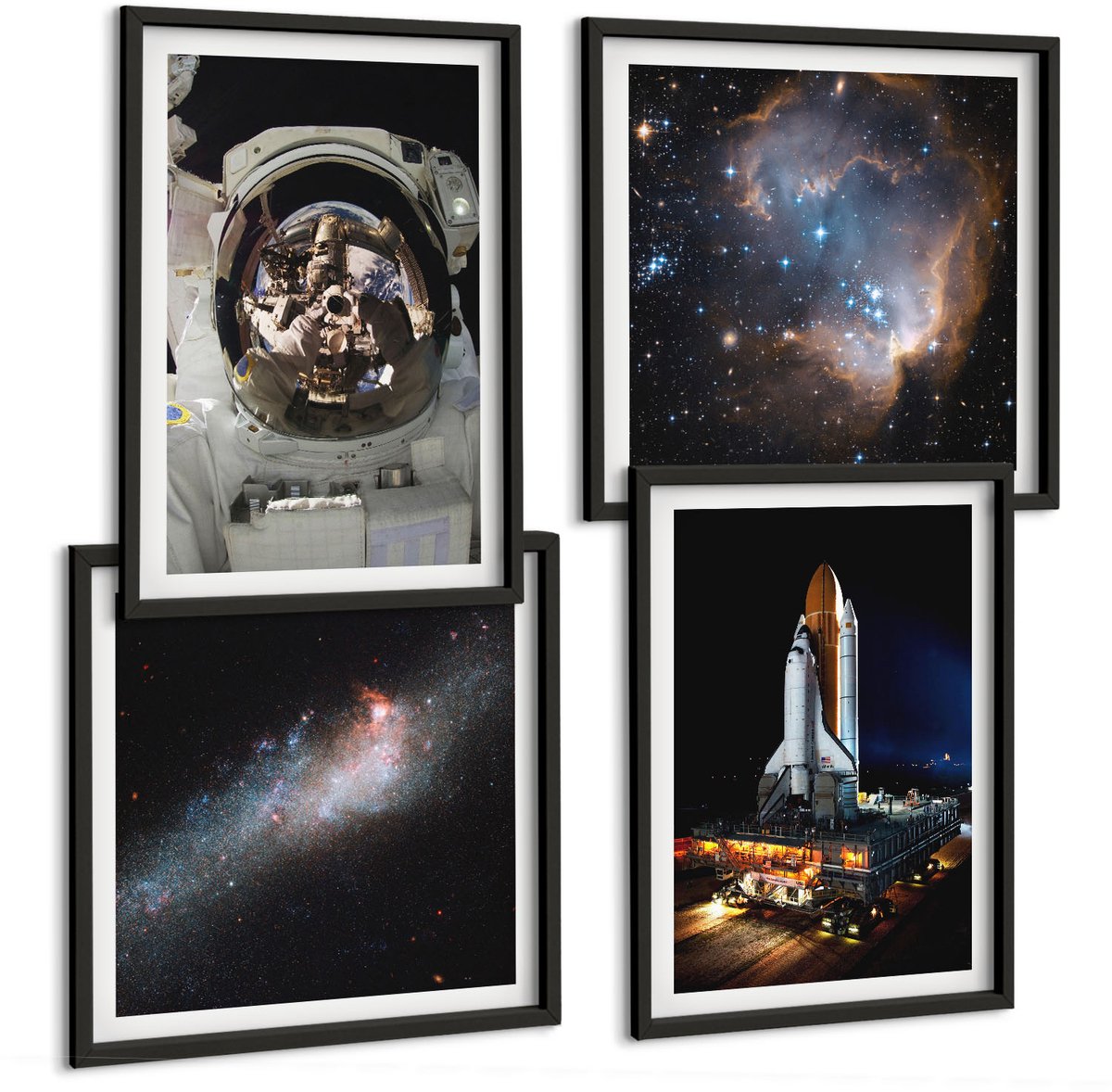 Tulup 4-Delige Schilderij Set - Foto's van astronauten die op de maan landen - 40 x 40 cm en 40 x 60 cm - Muurdecoratie - Schilderijen Set - Woonkamer - Stijlvolle Muurdecoratie