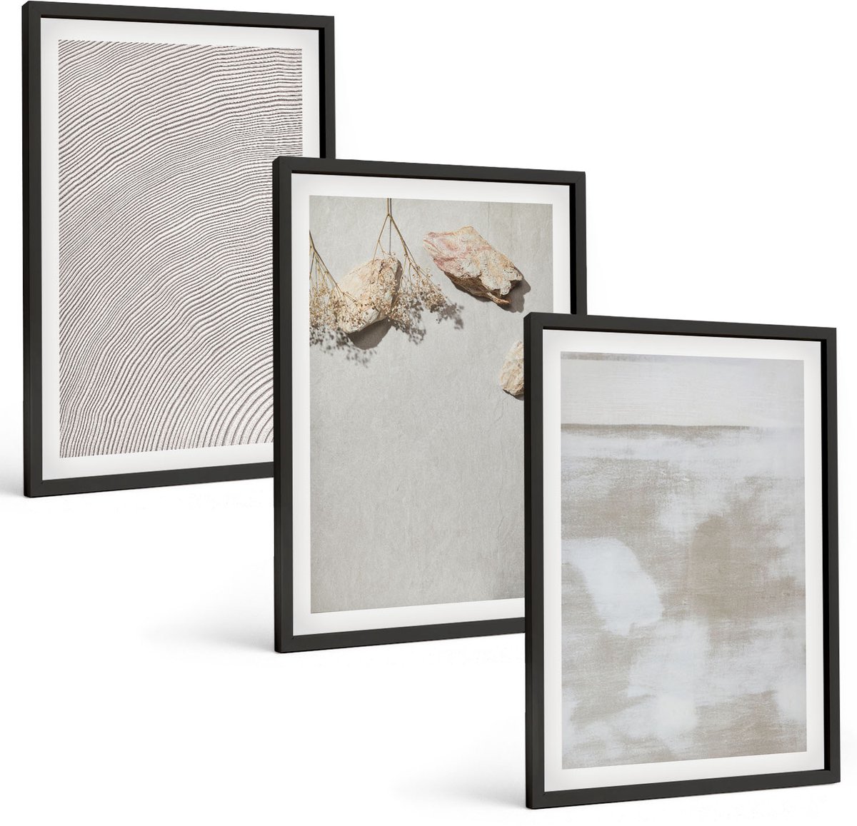 Tulup 4-Delige Schilderij Set - Zandstenen en een verweerde textuur in boho-stijl - 40 x 60 cm - Muurdecoratie - Decoratieve Schilderijen - Wohnzimmer - Wanddecoratie