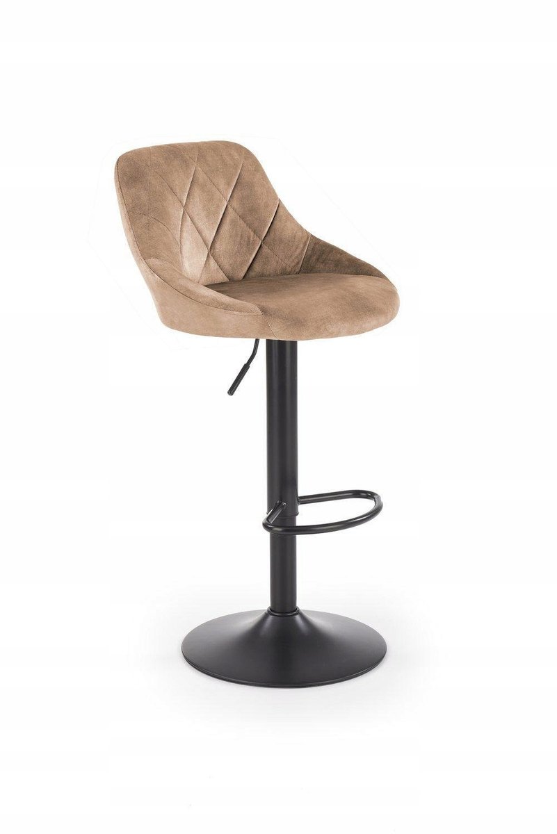 Merkloze fluwelen barkruk, verstelbaar, beige
