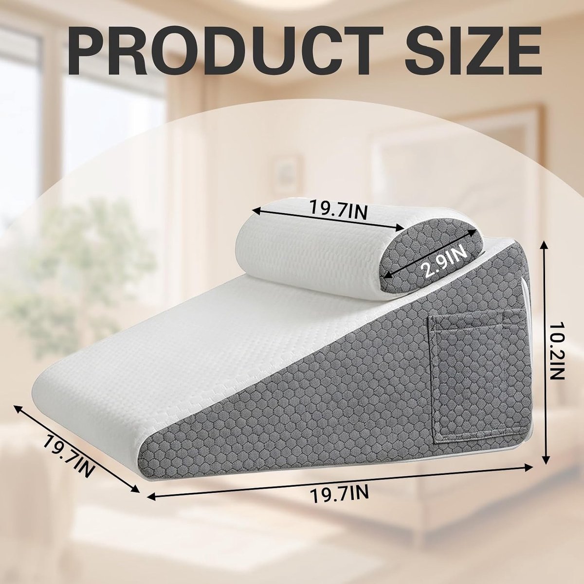 Beenverhoger voor in bed - Grijs - Verstelbaar traagschuimkussen - Ergonomisch leeskussen voor bed en bank