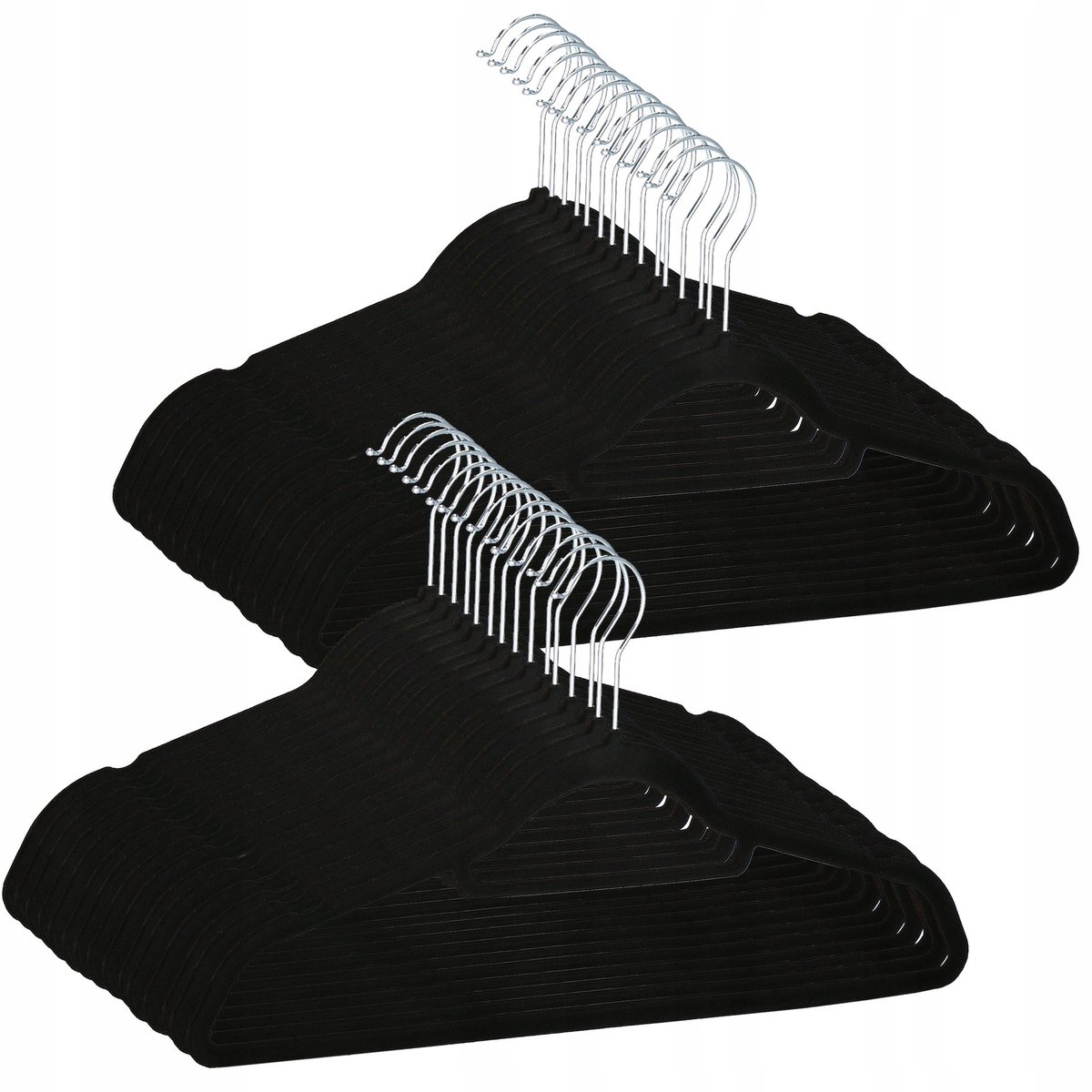 30x Zwarte Velours Kledinghangers - Antislip & 360° Haak