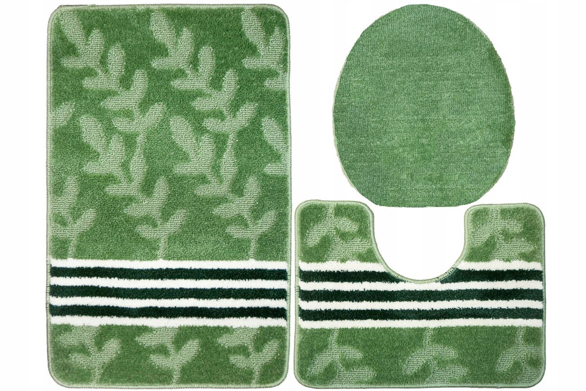 3-delige Natel Green badkamermatten set, groen, met antislip