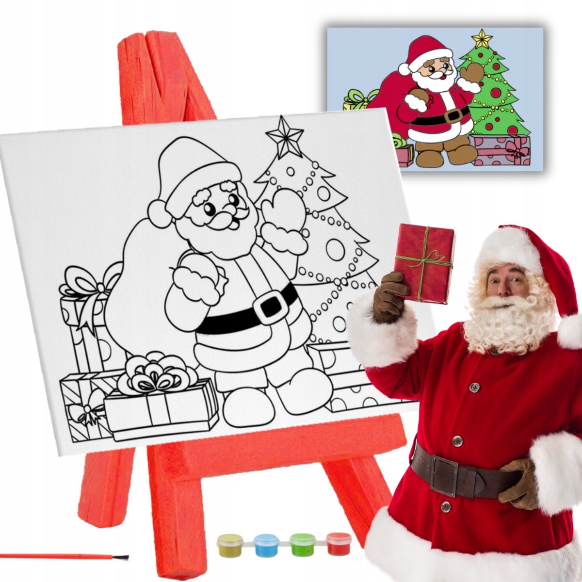 Kerst Knutselset Schilderen met Schildersezel en Canvas - Cadeau