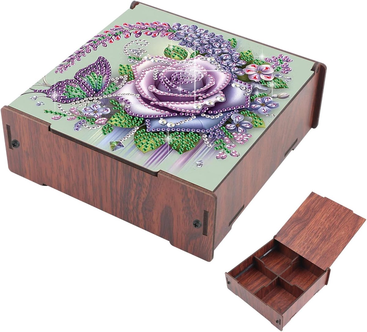 JICFDAO Diamond Painting Bureau-organizer met 4 vakken, opbergdoos met deksel, opbergdoos voor diamantschilderen - ShopVlot