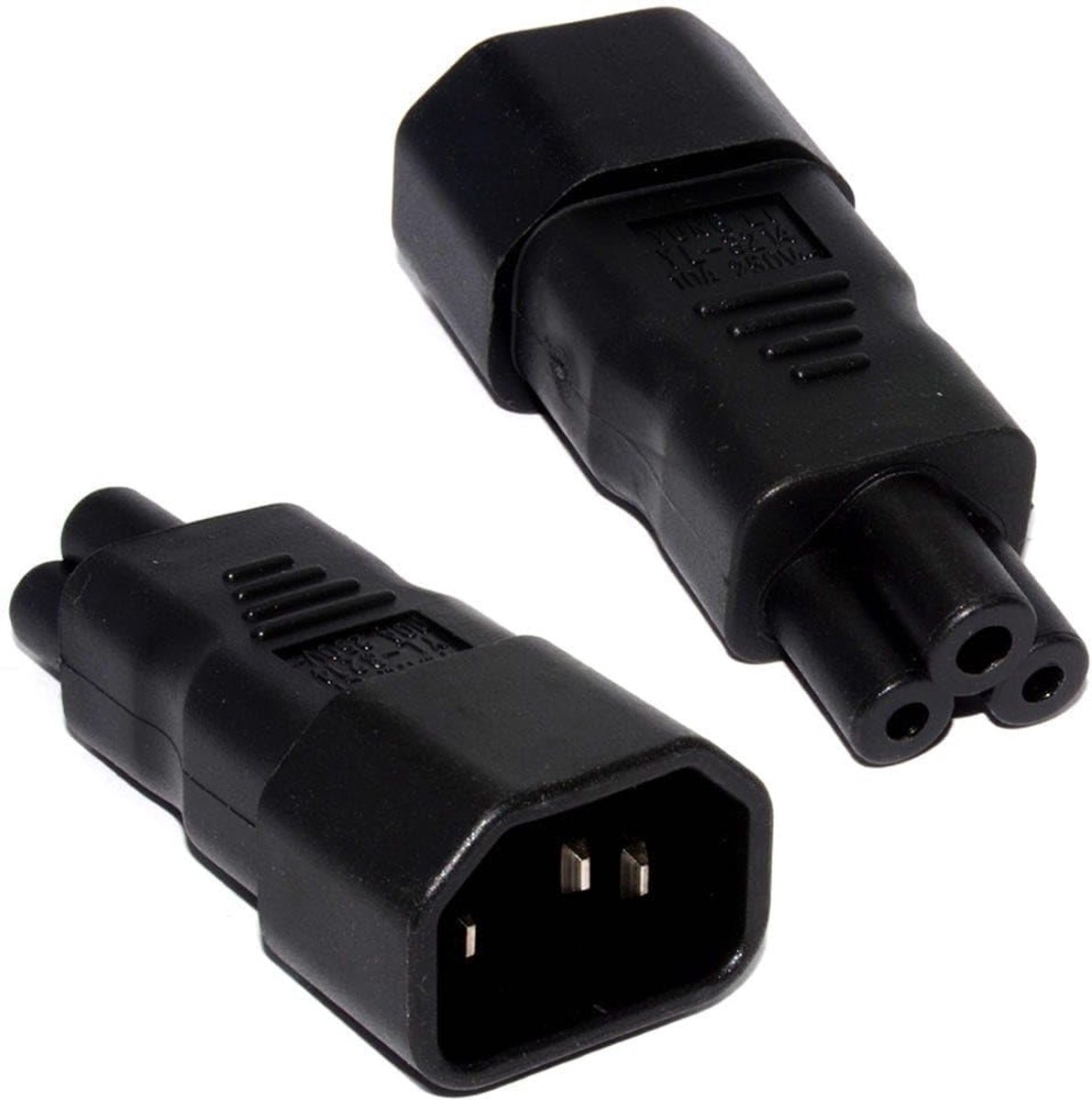 3-pin IEC plug C14 to cloverleaf C5 adapter on top of 250 V, black - ShopVlot