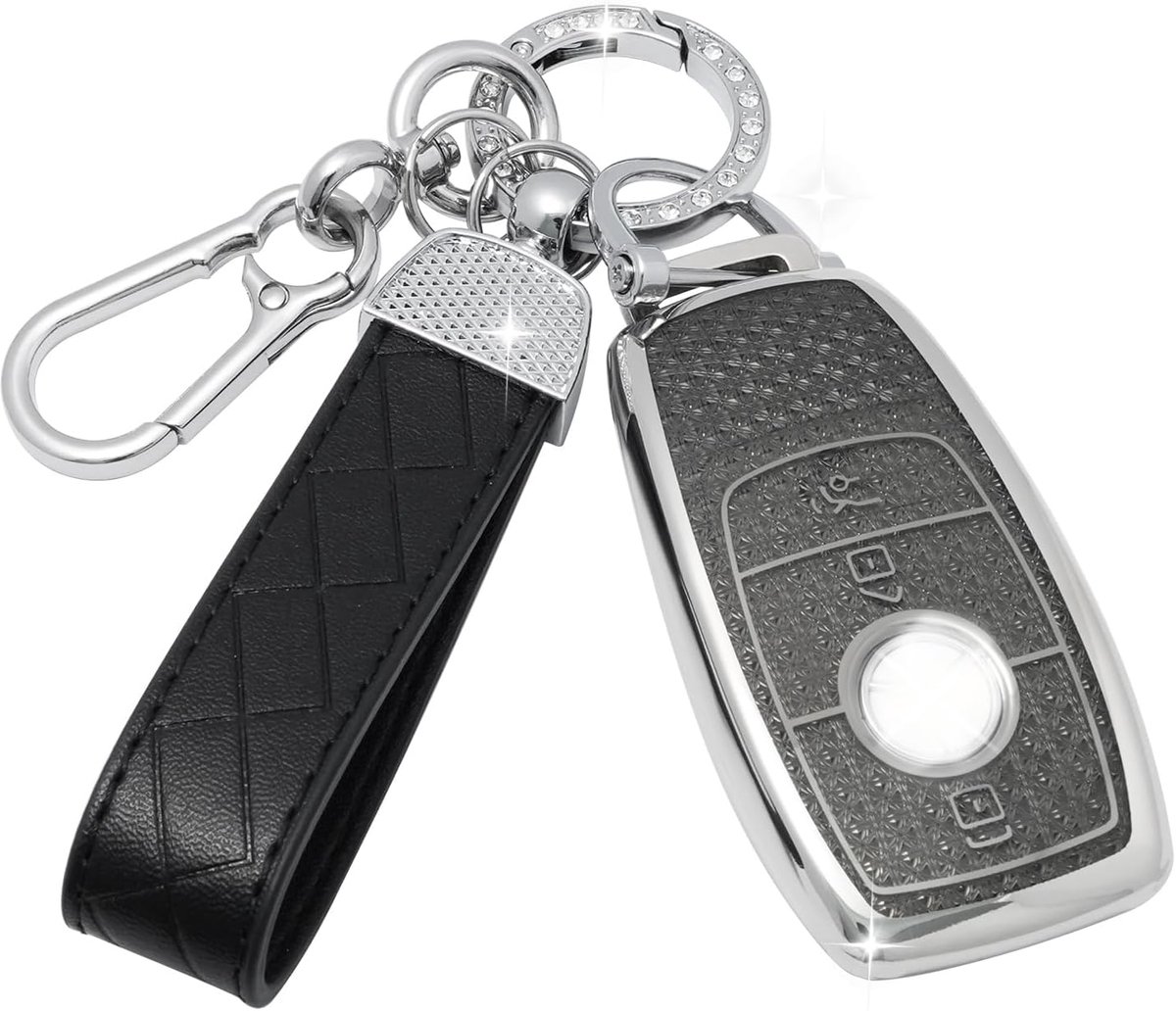 Car Key Case with Leather Keychain Compatible with Mercedes Benz Class A B C E G S CLA CLE CLS GLA GLC GLE GLK Keys - ShopVlot
