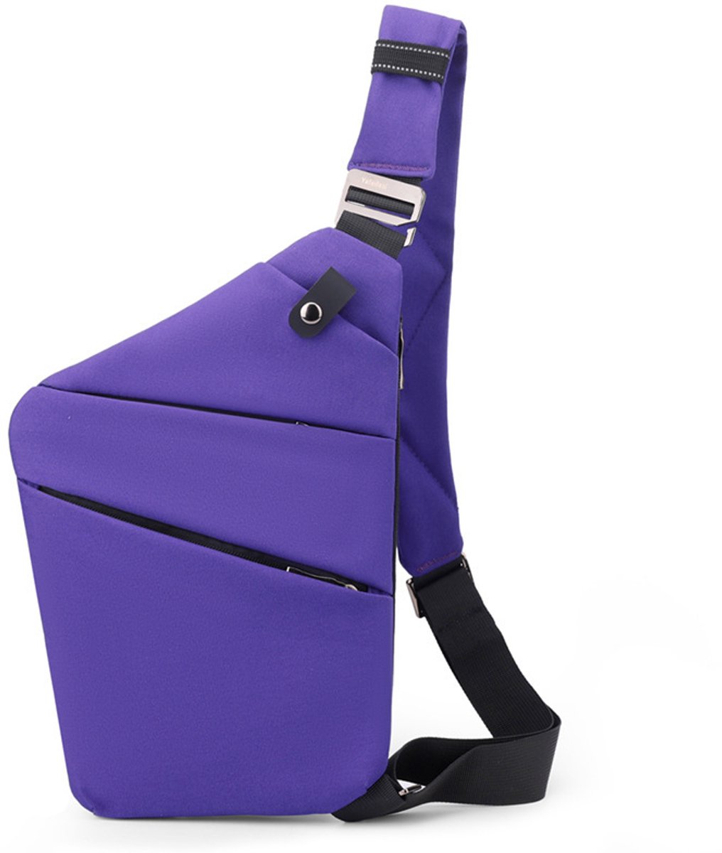 Veilige Schoudertas met Anti-Diefstal Functie - Waterdichte Crossbody Bag-schoudertas met grote capaciteit-Stijlvolle reistassen-Rechter schoudertas-Paars
