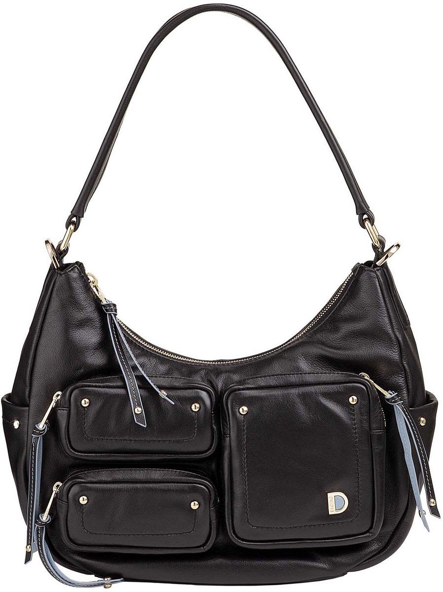 DuDu Pocket Schoudertas Leder 30 cm - Dames - nero
