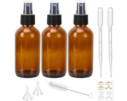 Betrome 120 ml amberkleurige glazen spuitflessen, 3 stuks flessen van 4 oz met fijne nevelsproeiers en stofkap voor - ShopVlot