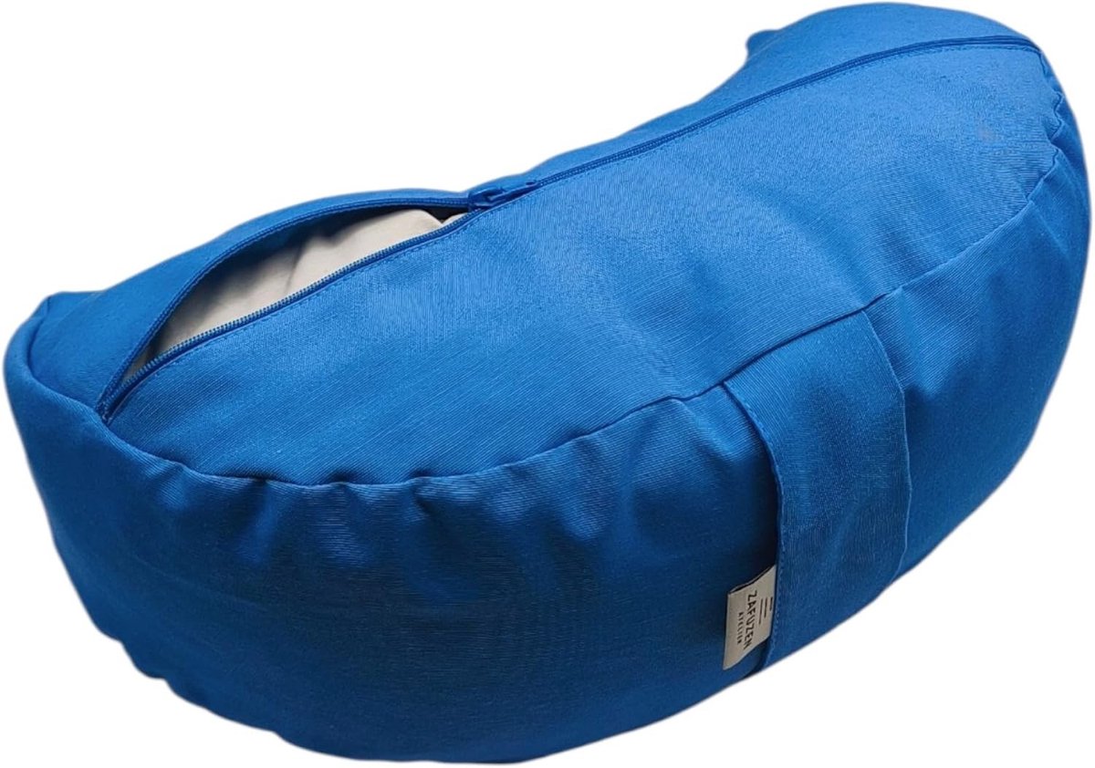 Meditatiekussen Halve Maan - Grijs - 40 × 14 cm - Ergonomisch Kussen met Boekweitvulling - Voor Yoga en Meditatie