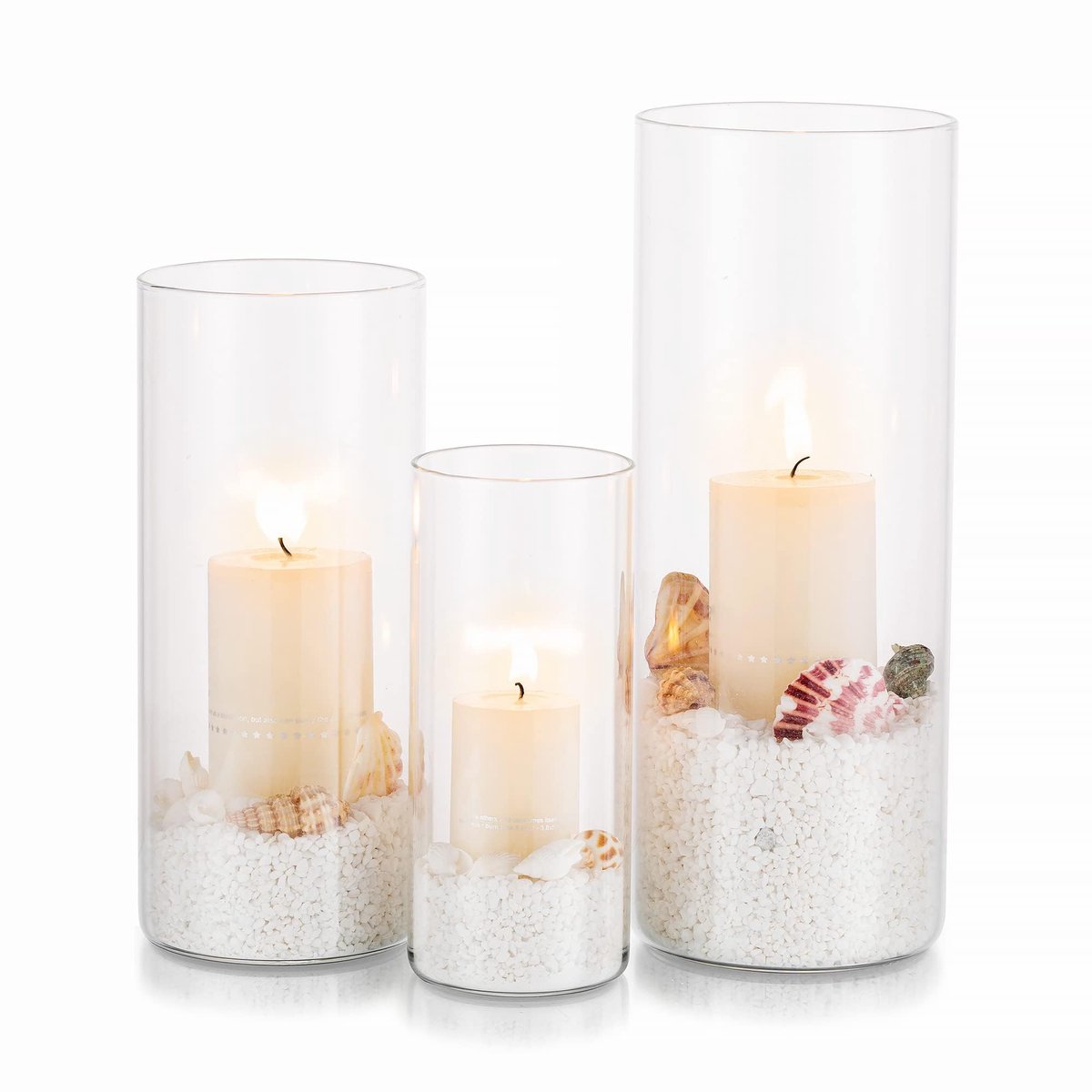Famanu – Kaarshouder set van 3 glazen cilinders, heldere bloemenvaas voor theelichtjes en drijvende kaarsen, ideaal voor eettafel decoraties