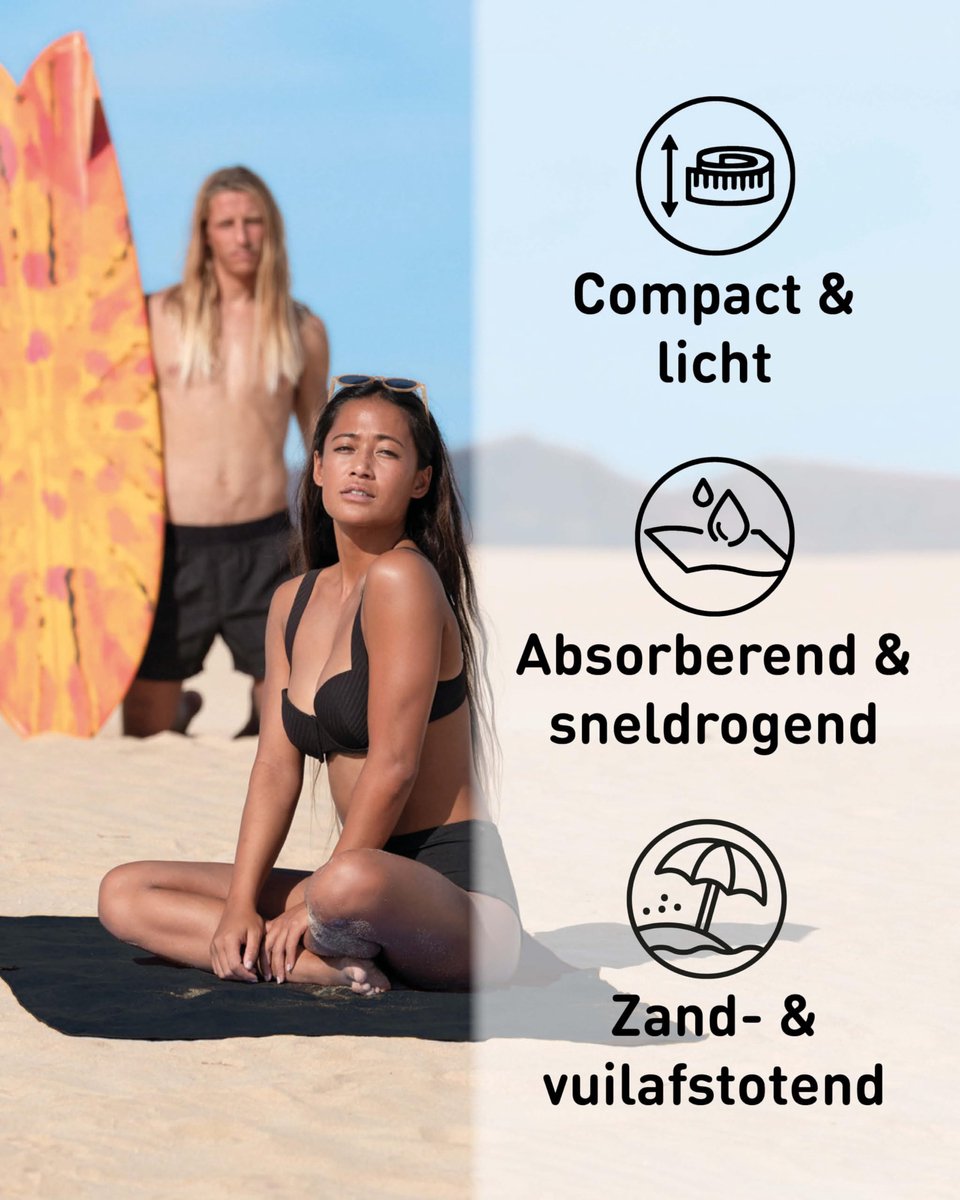 Microvezel handdoeken 60x120cm - ultralicht & sneldrogend - ideaal voor sport & reizen - zwart - ShopVlot