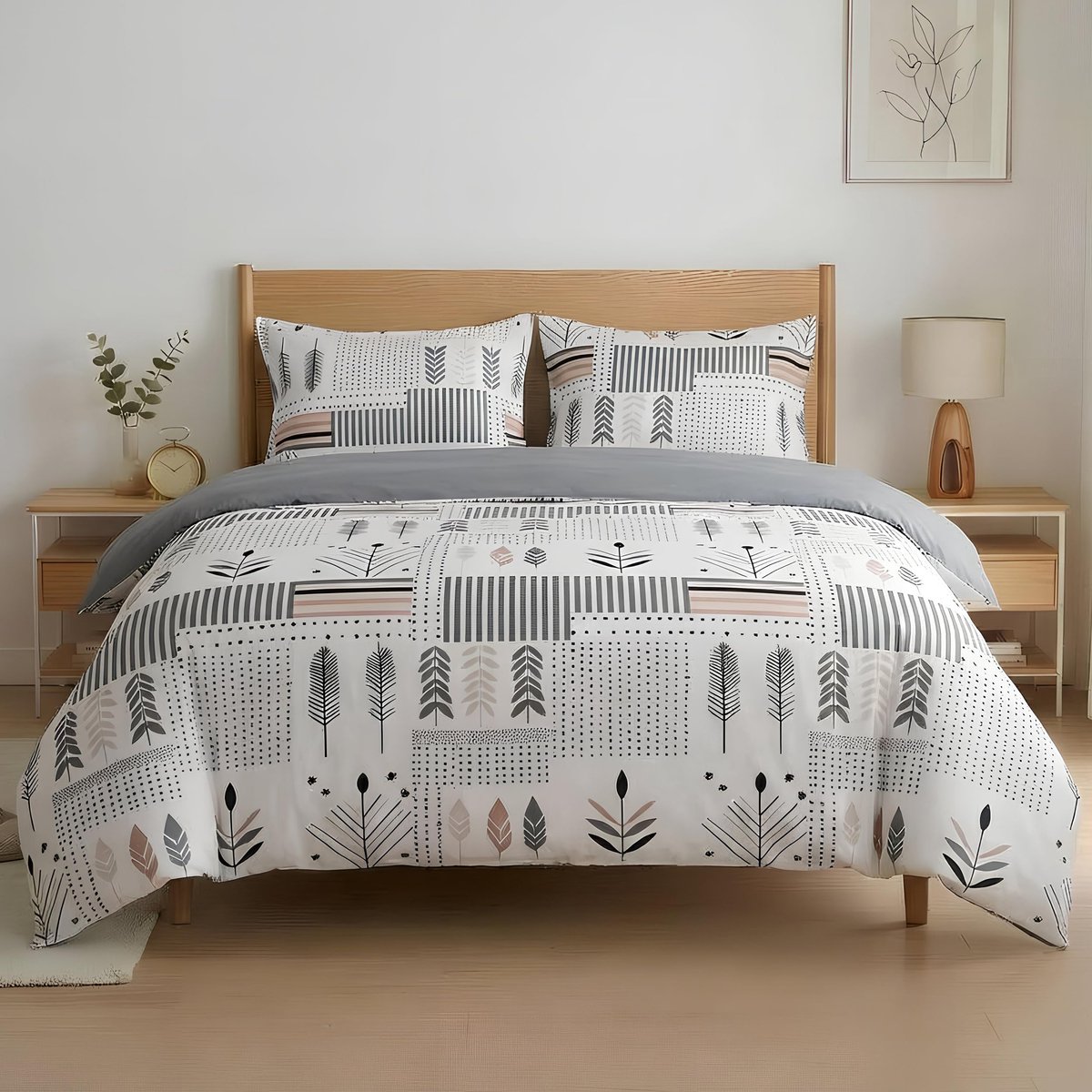 Beddengoedset 3-delig 135 cm - microvezel - geometrisch - zacht en ademend - ShopVlot