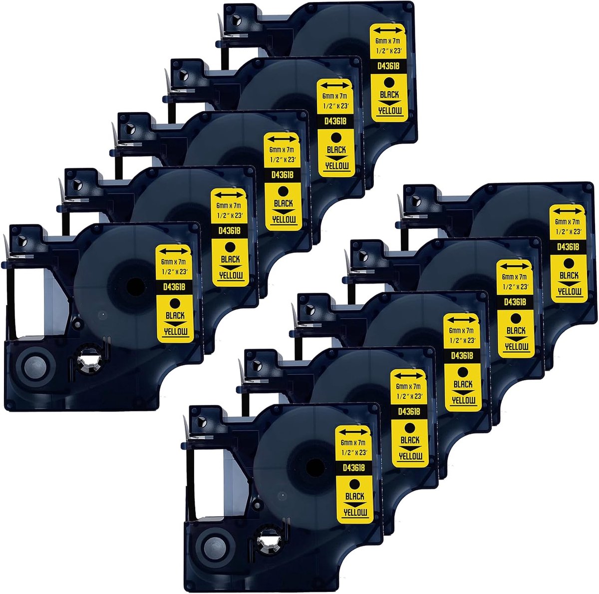 Label tape 6mm x 7m - zwart op geel - vervangend voor DYMO 43618 - duurzame en scherpe labels - ShopVlot