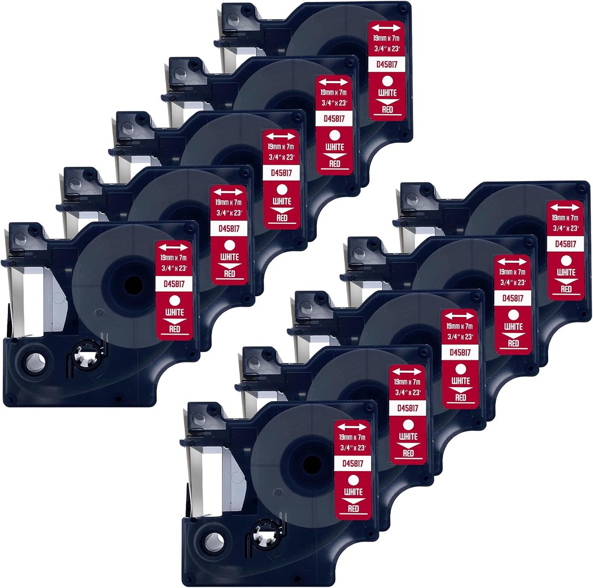 Label tape 19mm - Wit op rood - Voor DYMO 45817 - Efficiënt labelen in jouw werkplek - ShopVlot