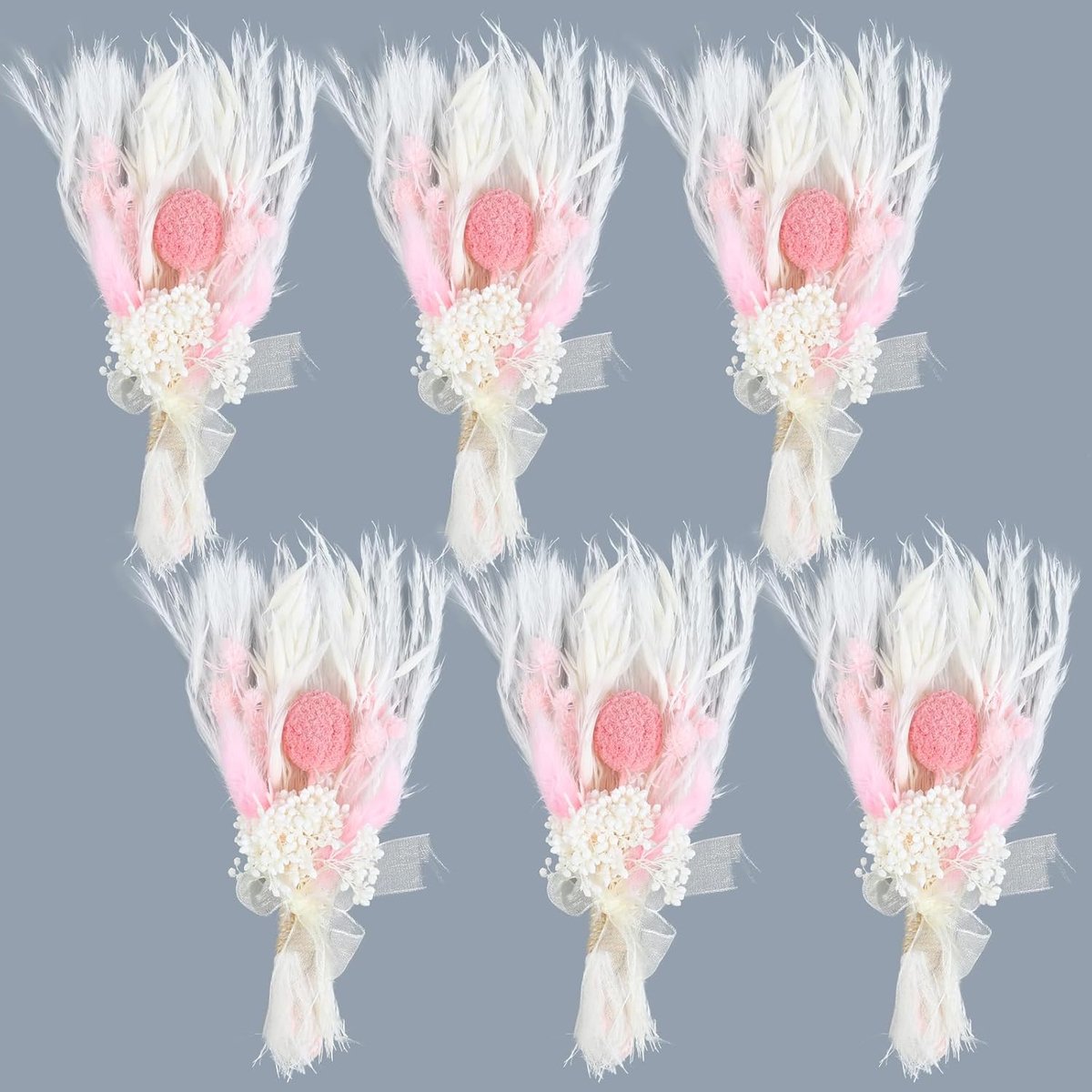 Mini-boeket droogbloemen 6 stuks - natuurlijke craspedia - decoratief - perfect voor Valentijnsdag - ShopVlot