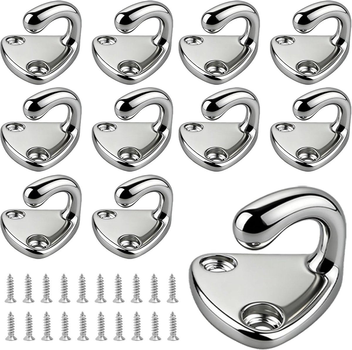 Pack of 10 Trailer Hooks Stainless Steel Net Hooks with 20 Screws - ShopVlot