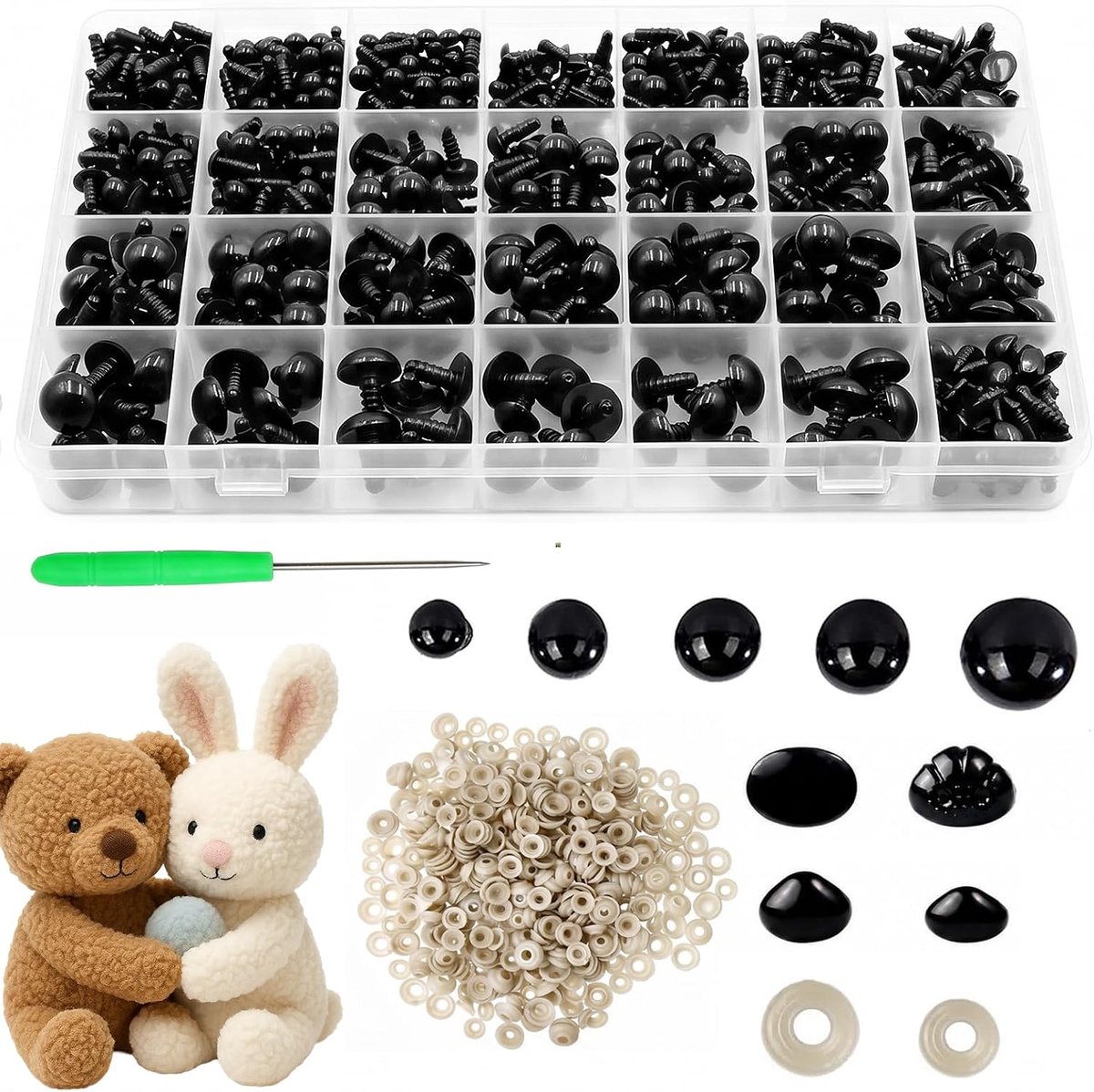 Safety Eyes Set 1001 Pieces 6-14mm Hook DIY Amigurumi - ShopVlot