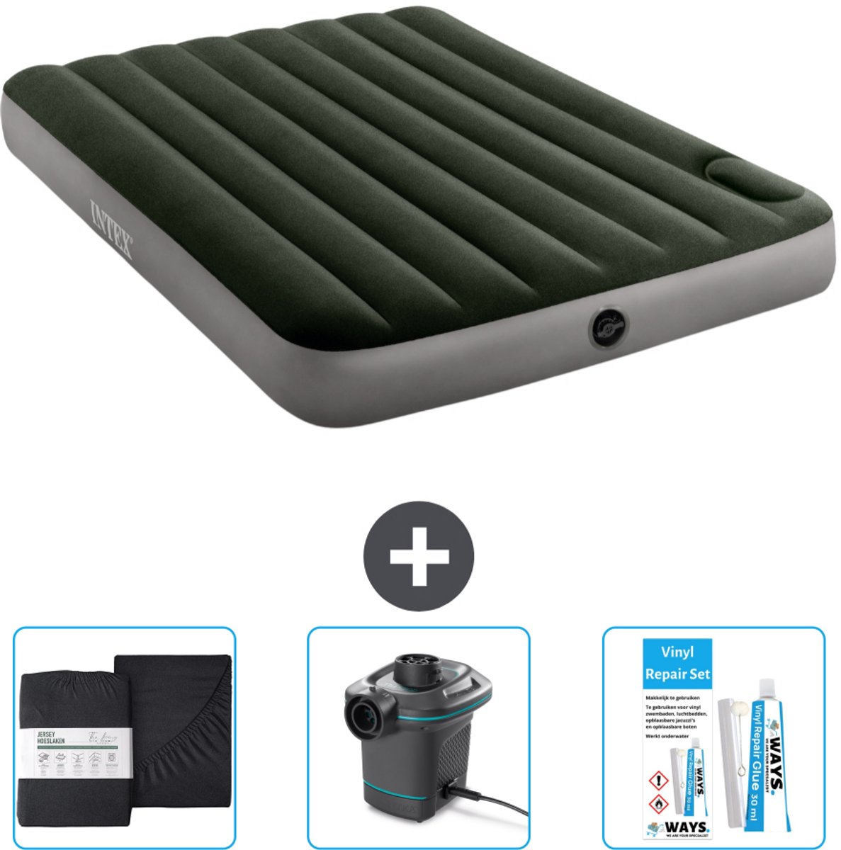 Intex Luchtbed - Twijfelaar - 137 x 191 x 25 cm - Groen - Accessoires CB8
