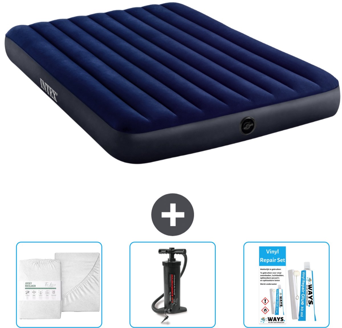Intex Luchtbed - 2-Persoons - 152 x 203 x 25 cm cm - Blauw - Inclusief Accessoires CB3