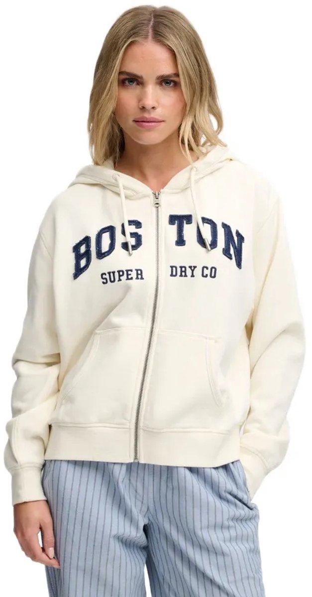 Superdry Athletic Essentials Relaxed Crop Sweatshirt Met Rits XS Vrouw Wit