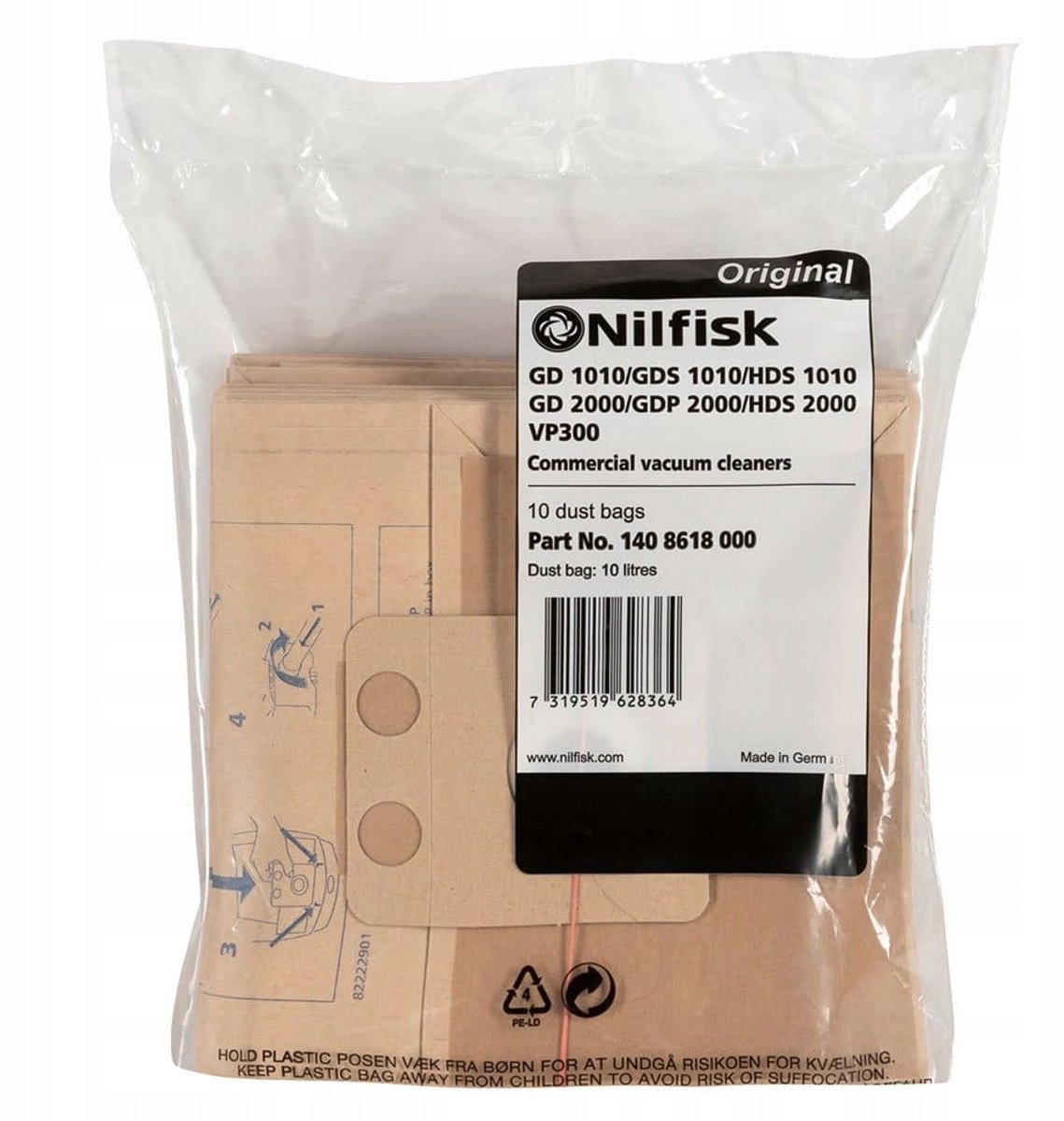 NILFISK Originele Stofzuigerzakken VP300 - 10 stuks