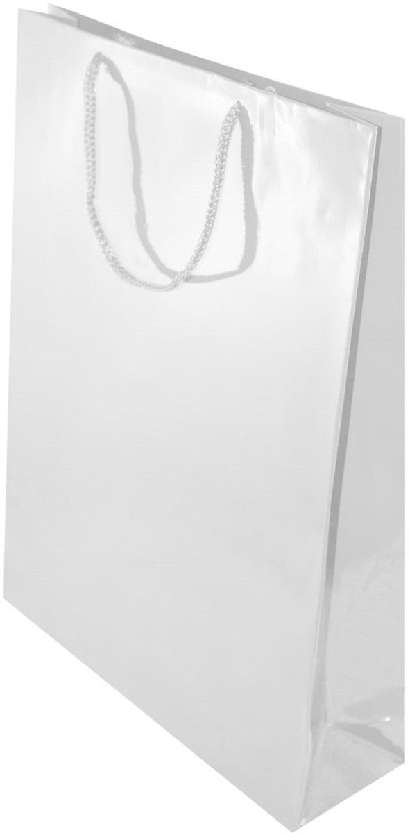 50x Luxe Witte Papieren Zakken Prestige 30x10x40 cm