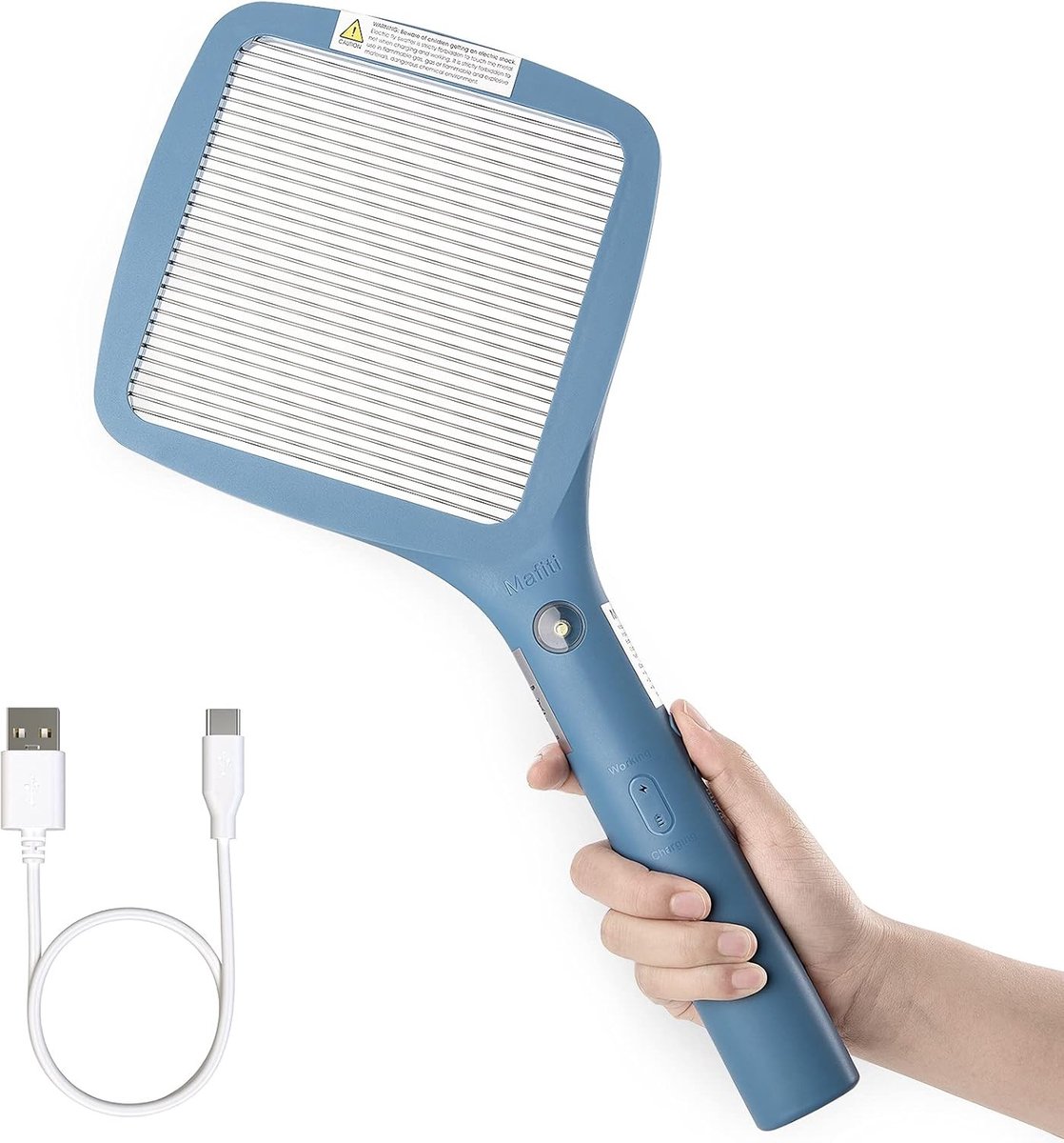 Muggenlamp - Blauw - 43,4 x 22,3 x 3 cm - USB-oplaadbare Elektrische Vliegenmepper met LED - Voor Binnen en Buiten