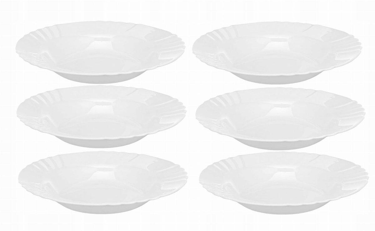 Diepe Soepborden Wit Glas 23 cm - Set van 6