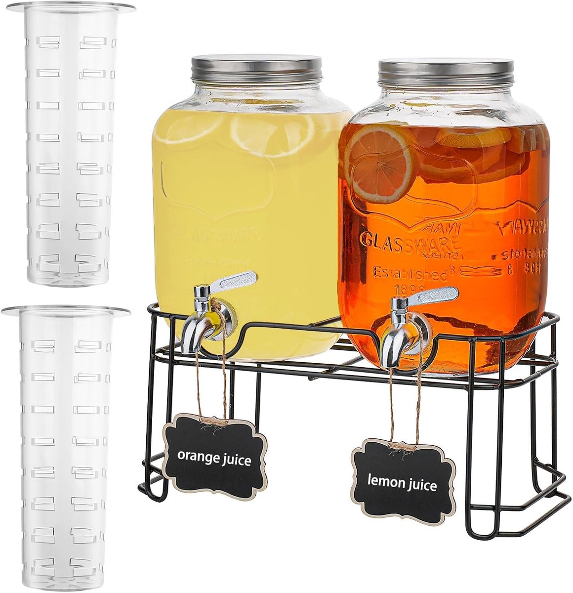 Glazen drankdispenser 2 x 4L - met standaard - elegant design - perfect voor feesten
