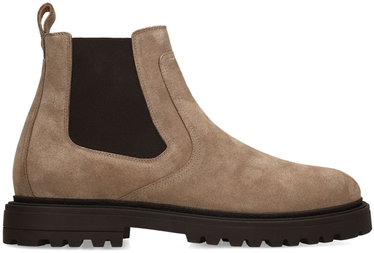 Manfield - Heren - Taupe suède chelsea boots - Maat 46