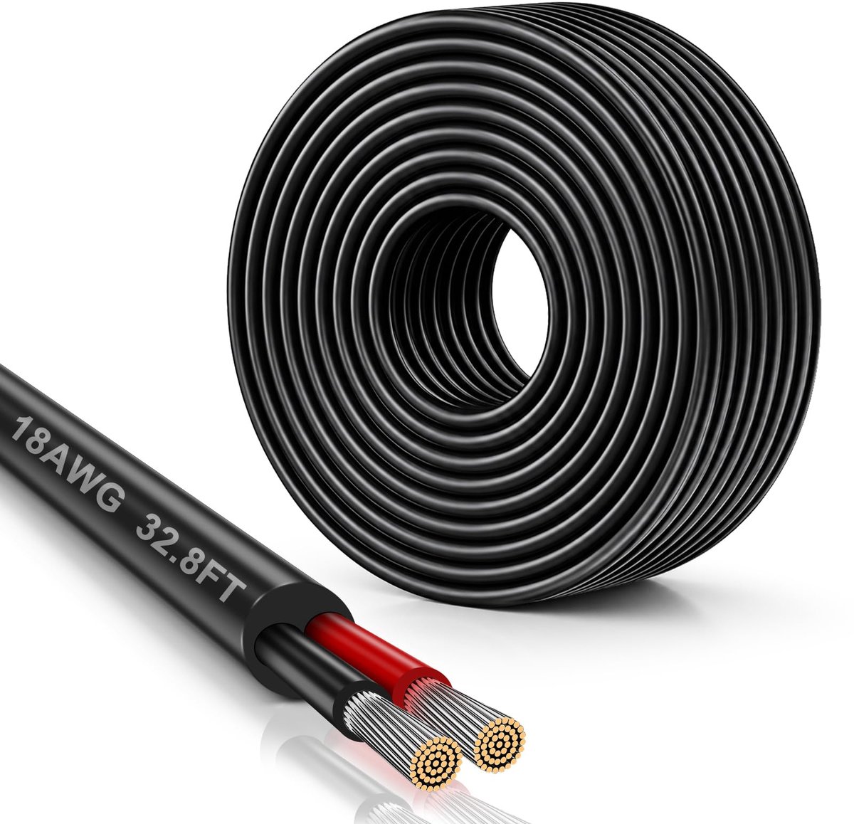 DEKIEVALE 18AWG Flexibele Kabel 2x0,75 mm², 10 m Vertind Koper, 2-aderige Laagspanningskabel voor 5V/12V/24V LED - ShopVlot