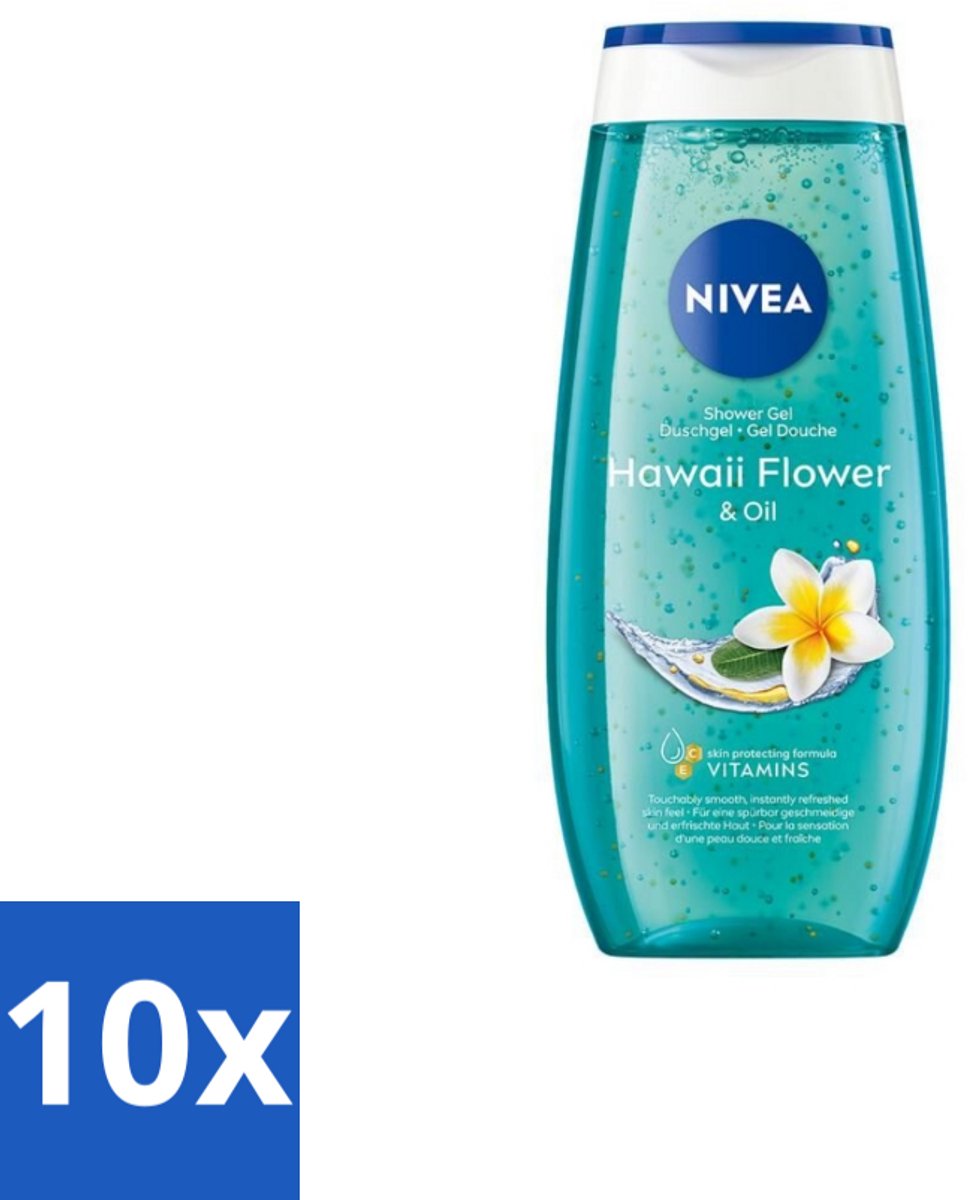 NIVEA - Douchegel - Hawaii Bloem & Olie - Verzorgend & Verfrissend - 250 ml - Bulkverpakking - 10 stuks