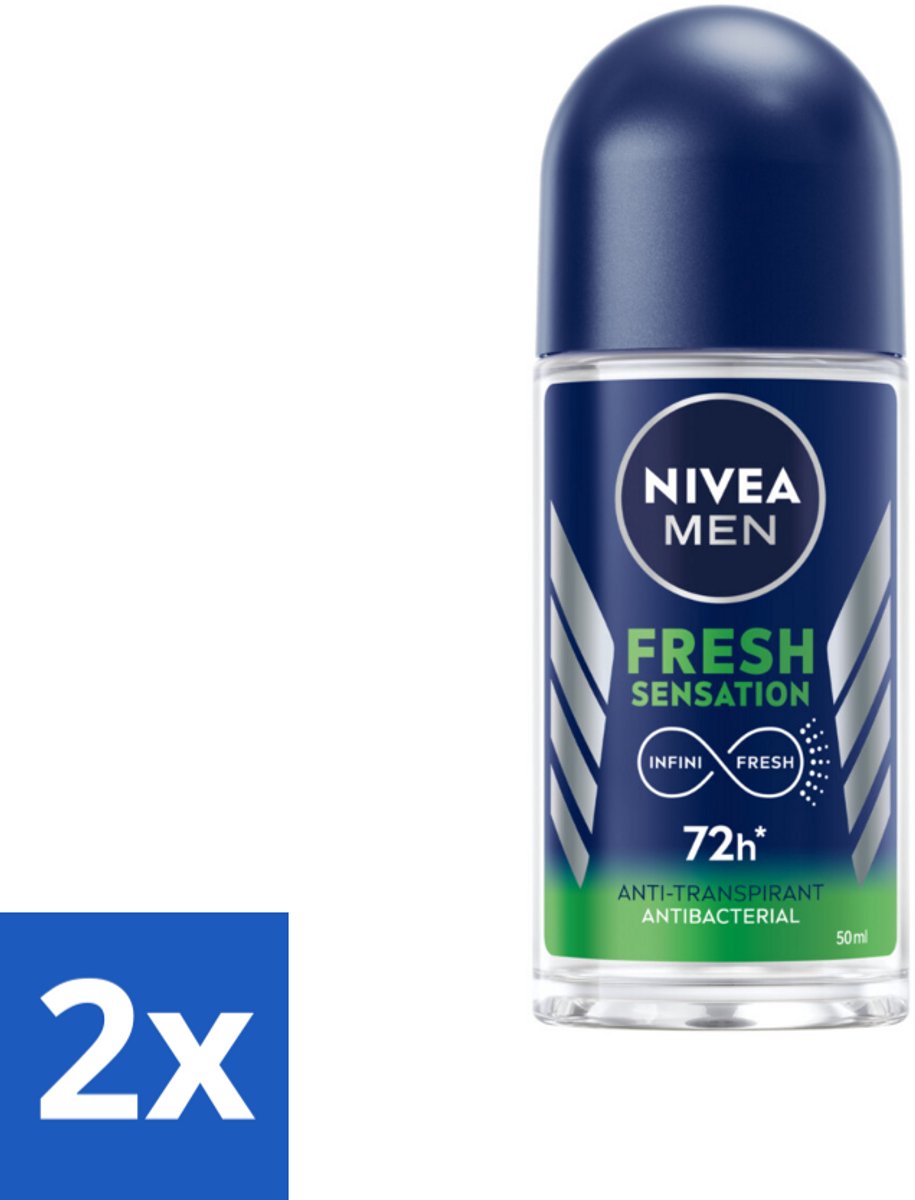 2 x NIVEA MEN - Deodorant Roller - Fresh Sensation - 50 ml - Anti-transpirant - Frisheid - Geur - Huidbescherming - Mannelijke Geur
