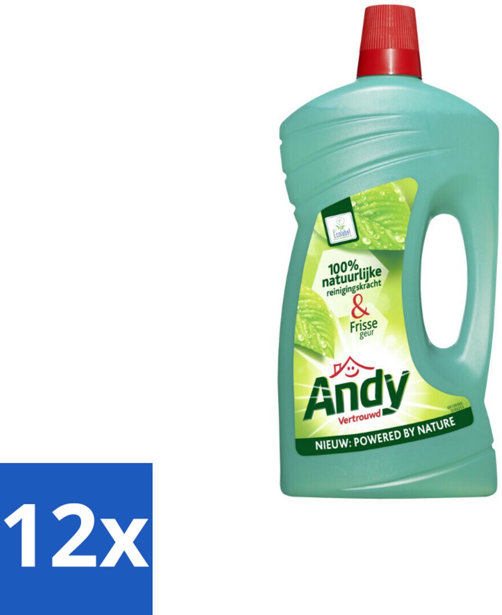 12 x Andy - Vertrouwd - Allesreiniger - Fris & Vertrouwd - 1L - Allesreiniger - Schoonmaak - Vloerenreiniger - Natuurlijke Reiniging - Milieuvriendelijk