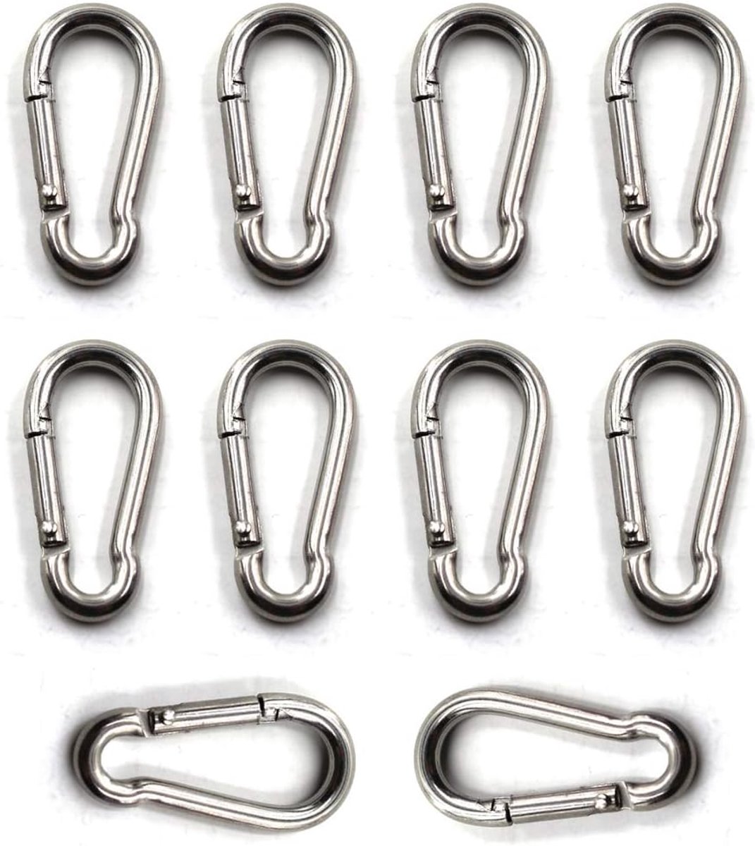 Carabiner M6 - 304 roestvrij staal - duurzaam en corrosiebestendig - ideaal voor outdoor gebruik - ShopVlot